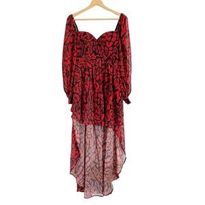 Ei8th Hour balloon sleeve high low hem in contrast leopard dress size 10